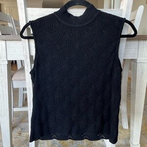 St. John - Black Sleeveless Lightweight Knit Top Sweater - Size P / XS